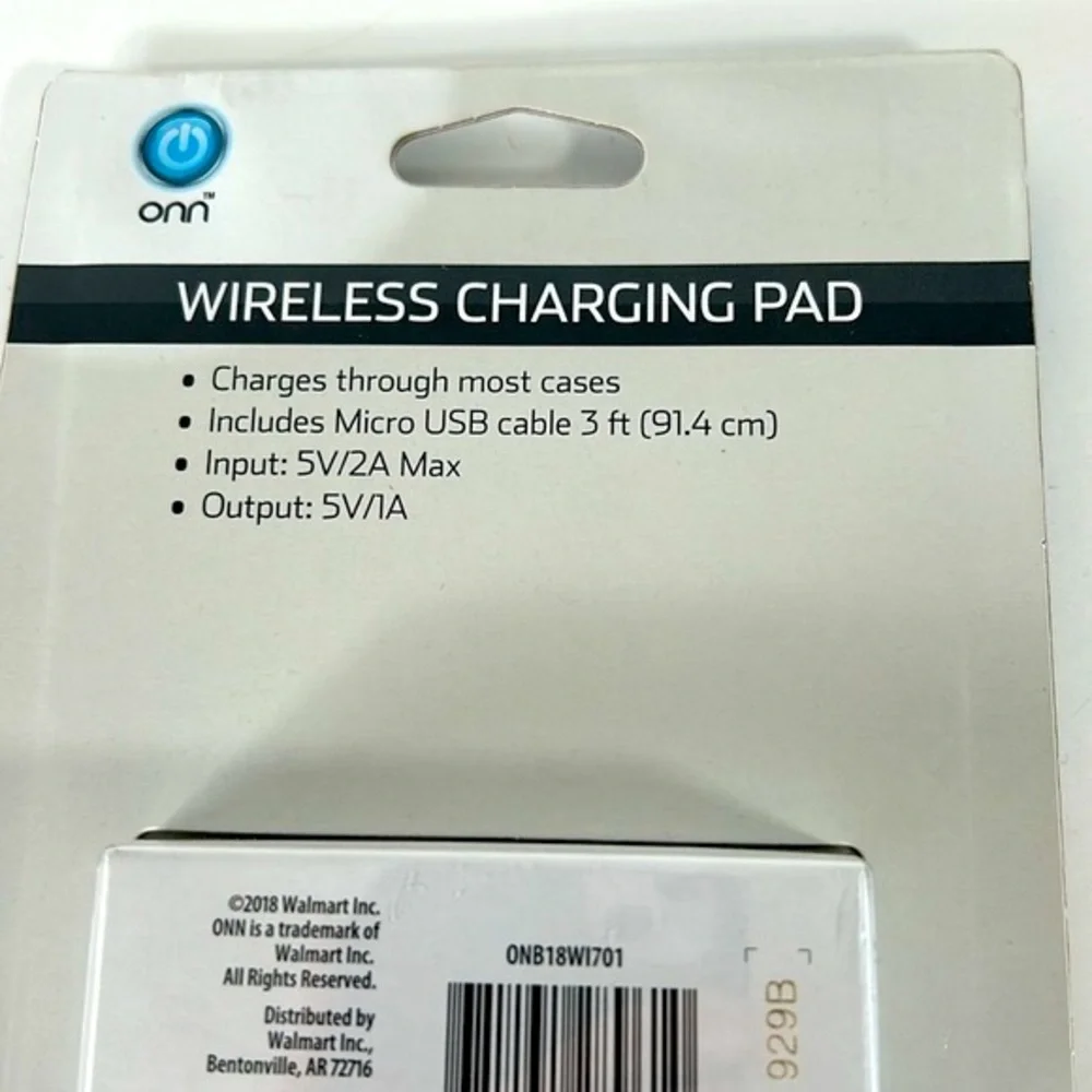 ONN 5 Watts NIB Wireless Charging Pad IPhone Samsung Google & Other Qi-Enabled
